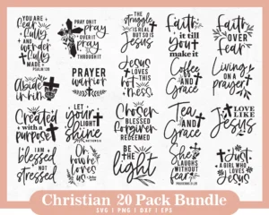 Christian 20 Pack SVG Bundle Bible Quote Bundle Caluya Design