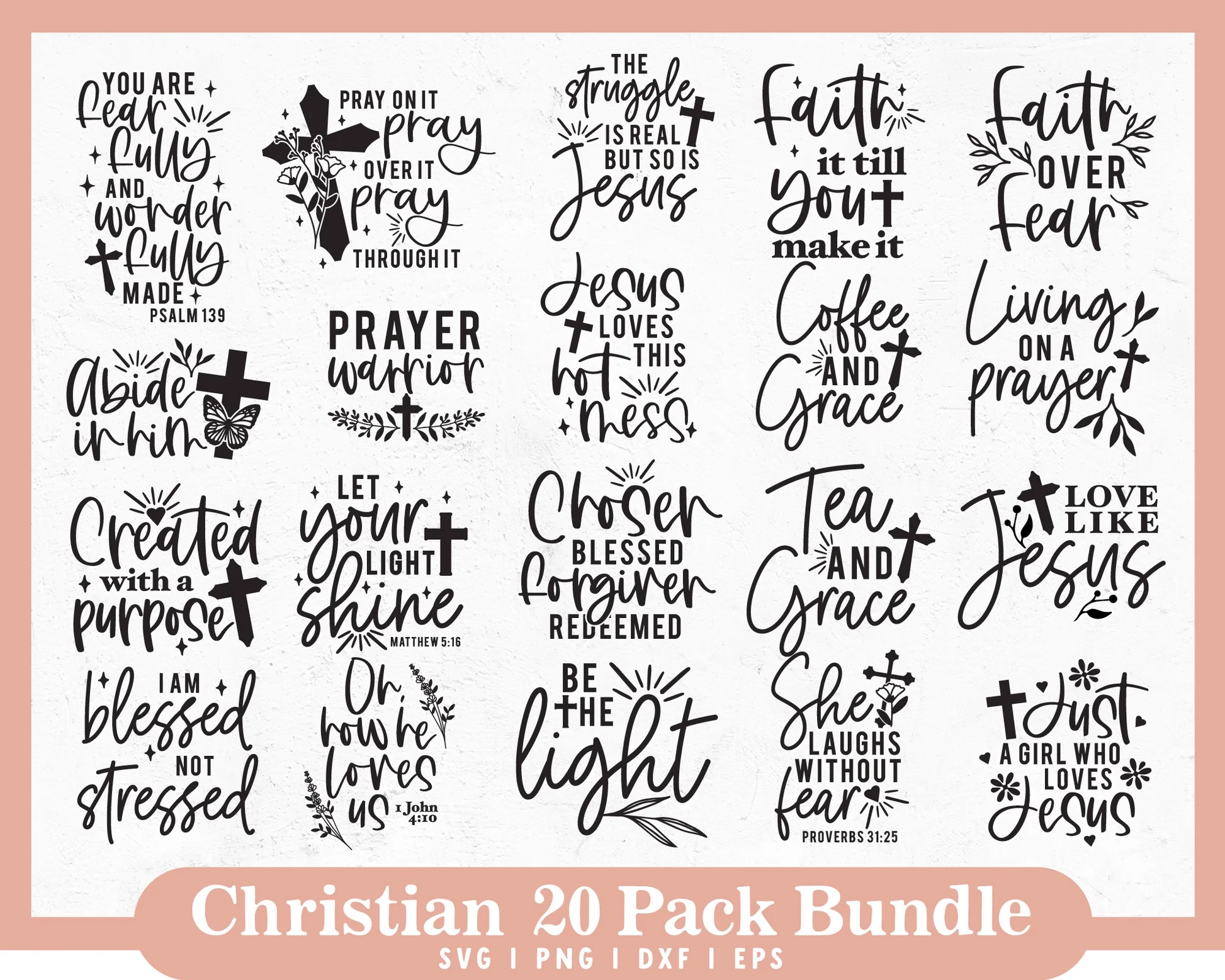 Christian 20 Pack SVG Bundle Bible Quote Bundle Caluya Design