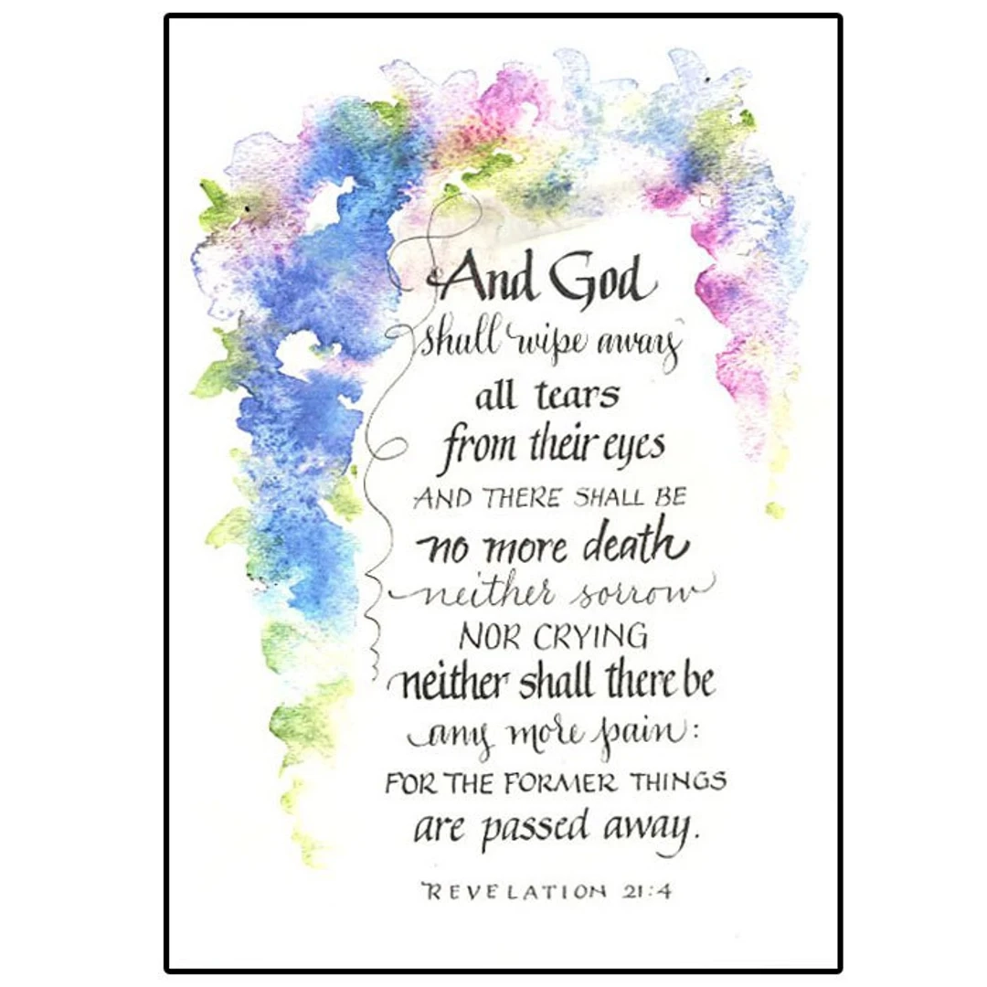 Christian Bible Sympathy Card In Calligraphy And Watercolor 5x7 Scripture Sympathy Etsy