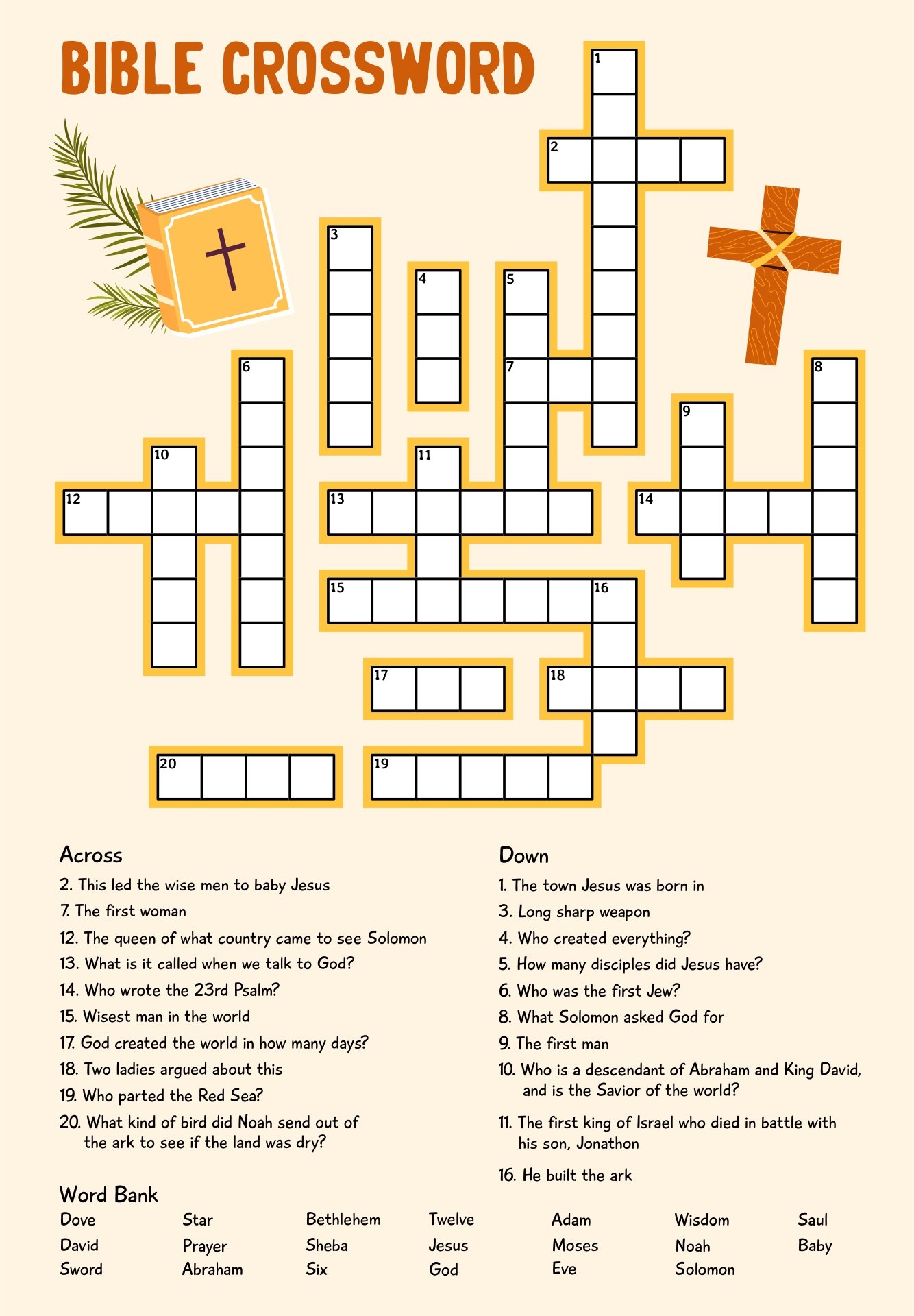 Free Printable Bible Crossword Puzzles Pdf