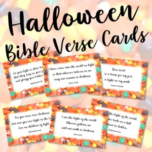 Christian Halloween Bible Verse Cards For Candy Religious Halloween Scripture Cards Candy Corn Jesus Bible Study Devotional Etsy