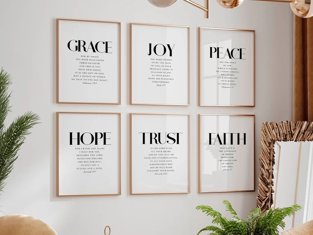 Christian Quote Print Set Scripture Proverbs Grace Joy Peace digital Download Etsy