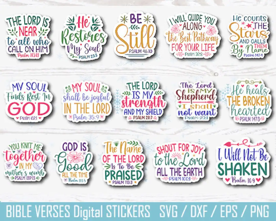 Christian Stickers Svg Bible Svg Inspirational Sticker Bundle Digital Recovery Stickers Printable printable Sticker Bundle commercial Use Etsy
