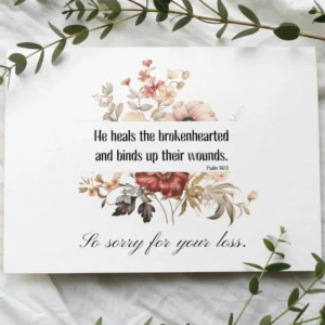 Christian Sympathy Card Floral Condolence Card With Psalm Quote Etsy