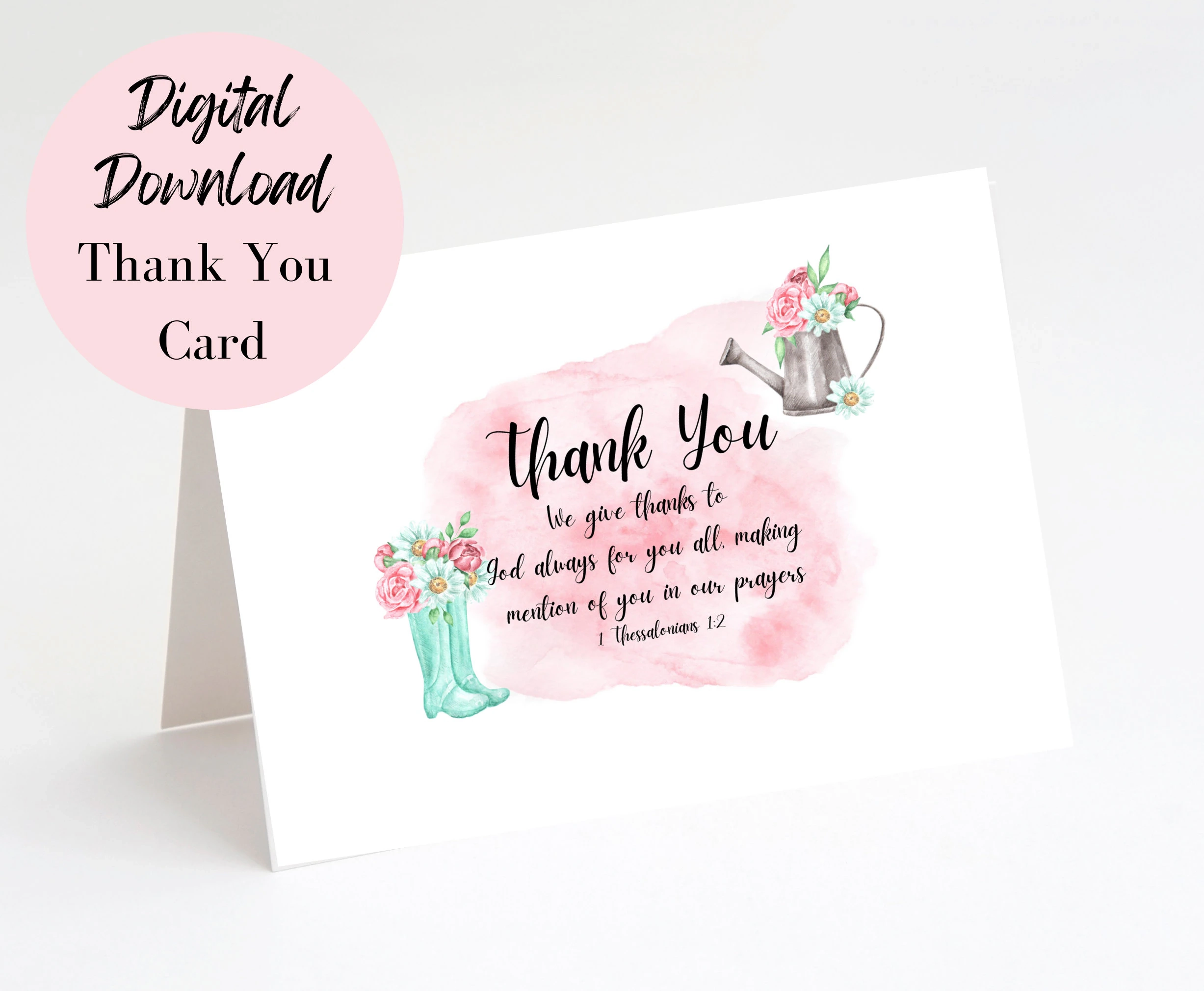 Christian Thank You Card Printable Religious Thank You Card Digital Download Instant Download Scripture Verse Blank Card Bible Verse Etsy