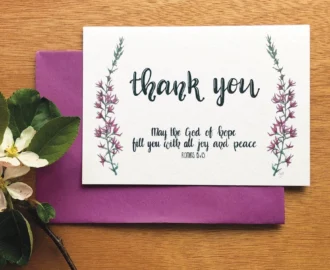 Christian Thank You Card With Hand lettered Bible Verse And Hand painted Flower Design May The God Of Hope Fill You With All Joy And Peace Etsy
