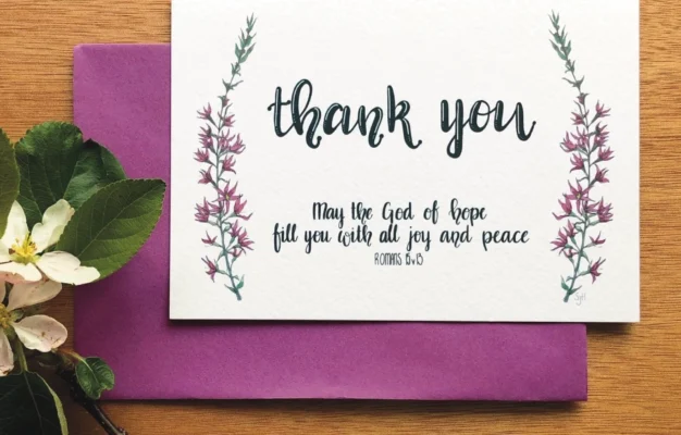 Christian Thank You Card With Hand lettered Bible Verse And Hand painted Flower Design May The God Of Hope Fill You With All Joy And Peace Etsy