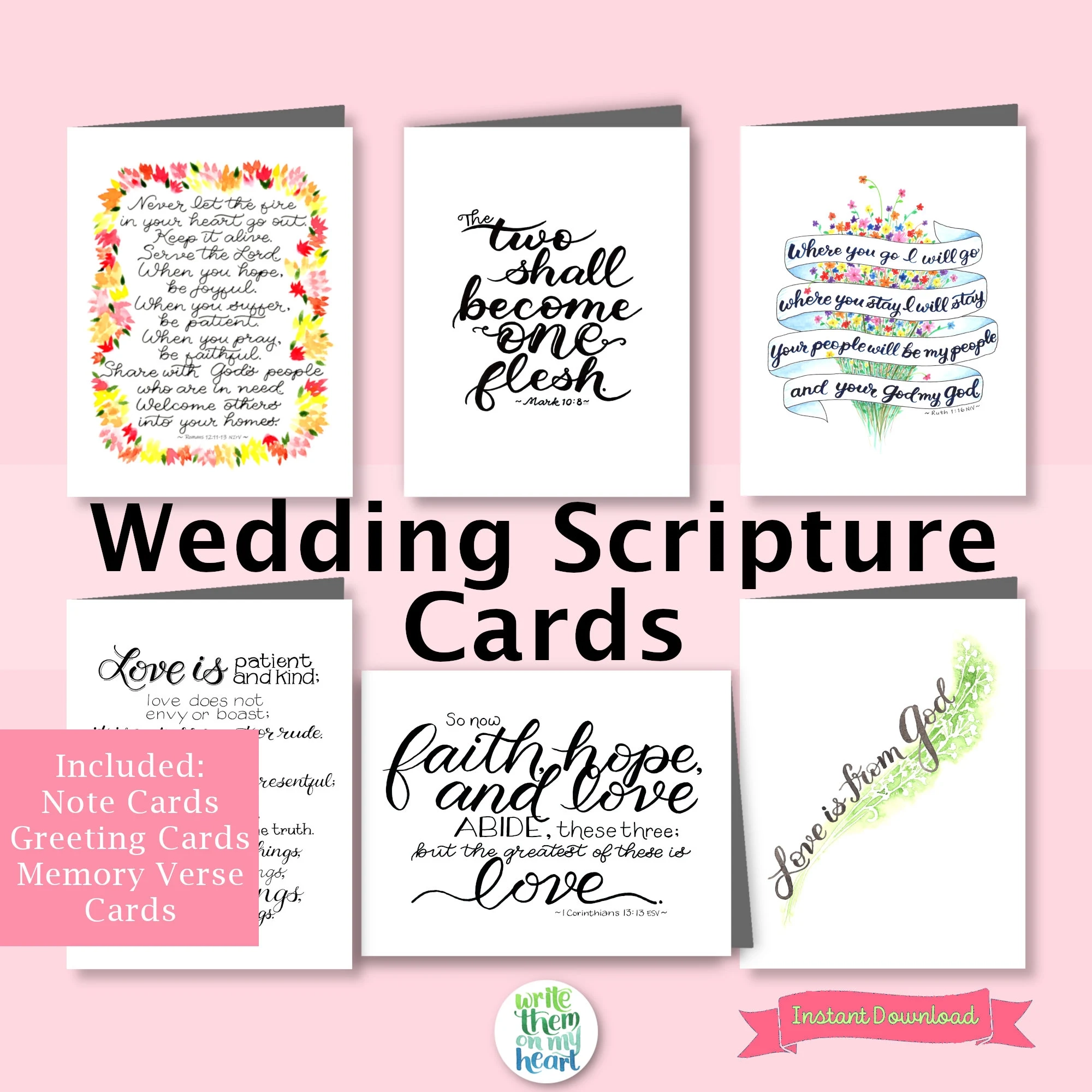 Christian Wedding Cards Printable Scripture Bridal Shower Card Wedding Shower Thank You Wedding Bible Verse About Marriage Scripture Card Etsy