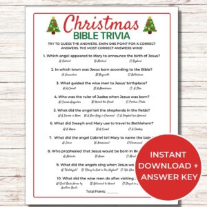 Christmas Bible Trivia Game Printable Christmas Games Fun Christmas Trivia Game For Kids And Adults Church Christmas Party Game Etsy