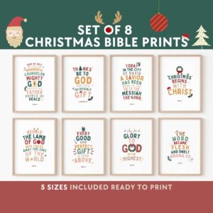 Christmas Bible Verse Prints Set Of 8 Scripture Posters digital Download Etsy Finland