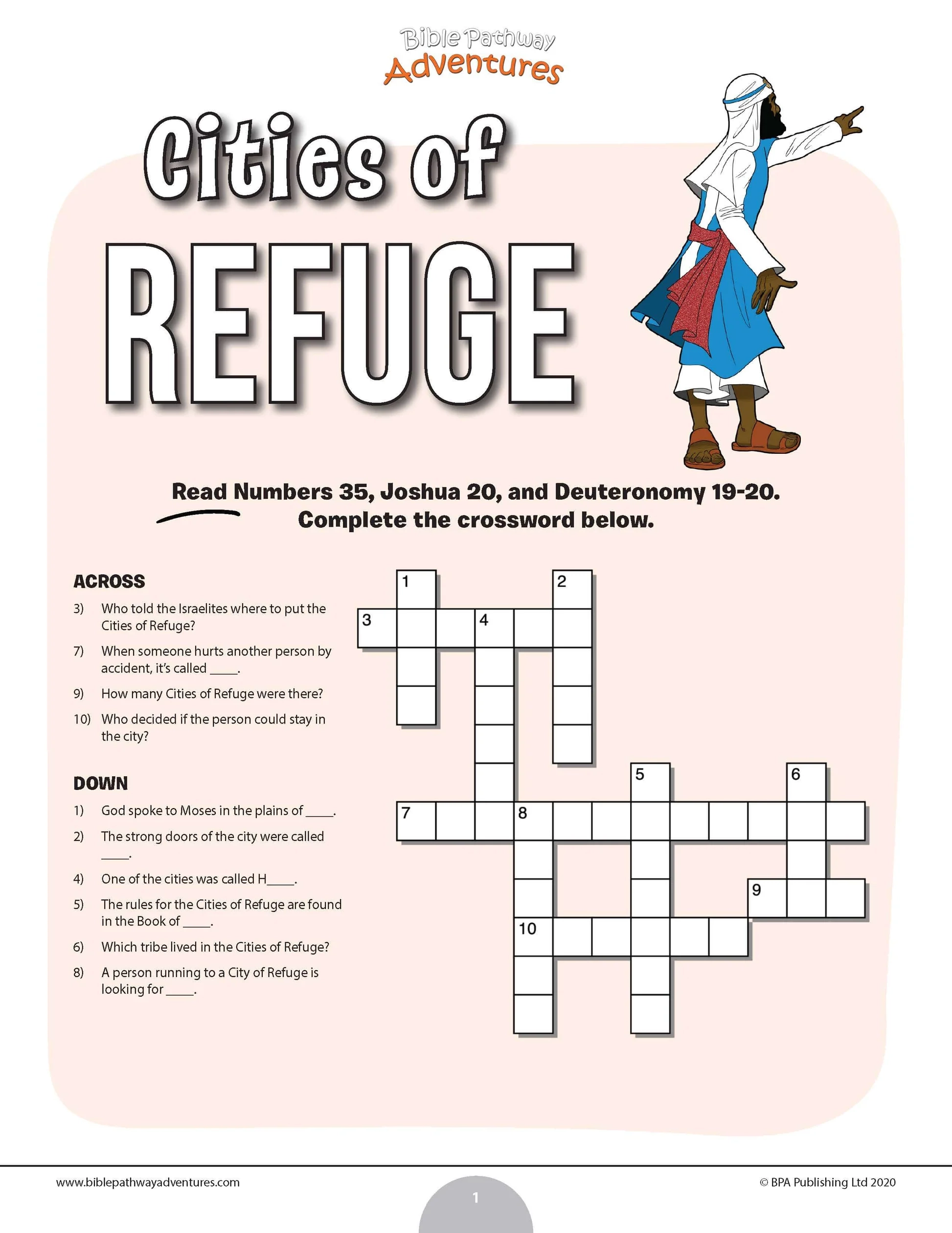 Cities Of Refuge Bible Crossword Puzzle PDF Bible Pathway Adventures