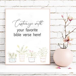 Custom Favorite Bible Verse Pen Print Cute Potted Plant Design Personalized Christian Gift For Her Scripture Home Decor UNFRAMED 8x10 Etsy