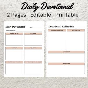 Daily Devotional Journal Template Printable Bible Study Christian Faith Prayer Journal Planner Daily Devotional Bible Scripture Insert Etsy