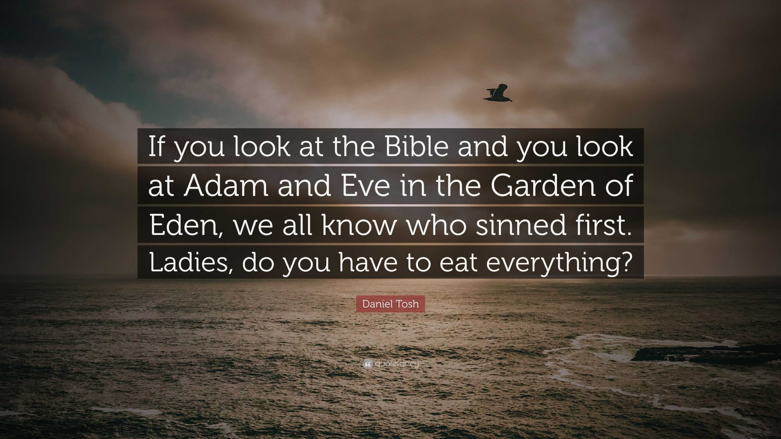 Daniel Tosh Quote If You Look At The Bible And You Look At Adam And Eve In The Garden Of Eden We All Know Who Sinned First Ladies Do 