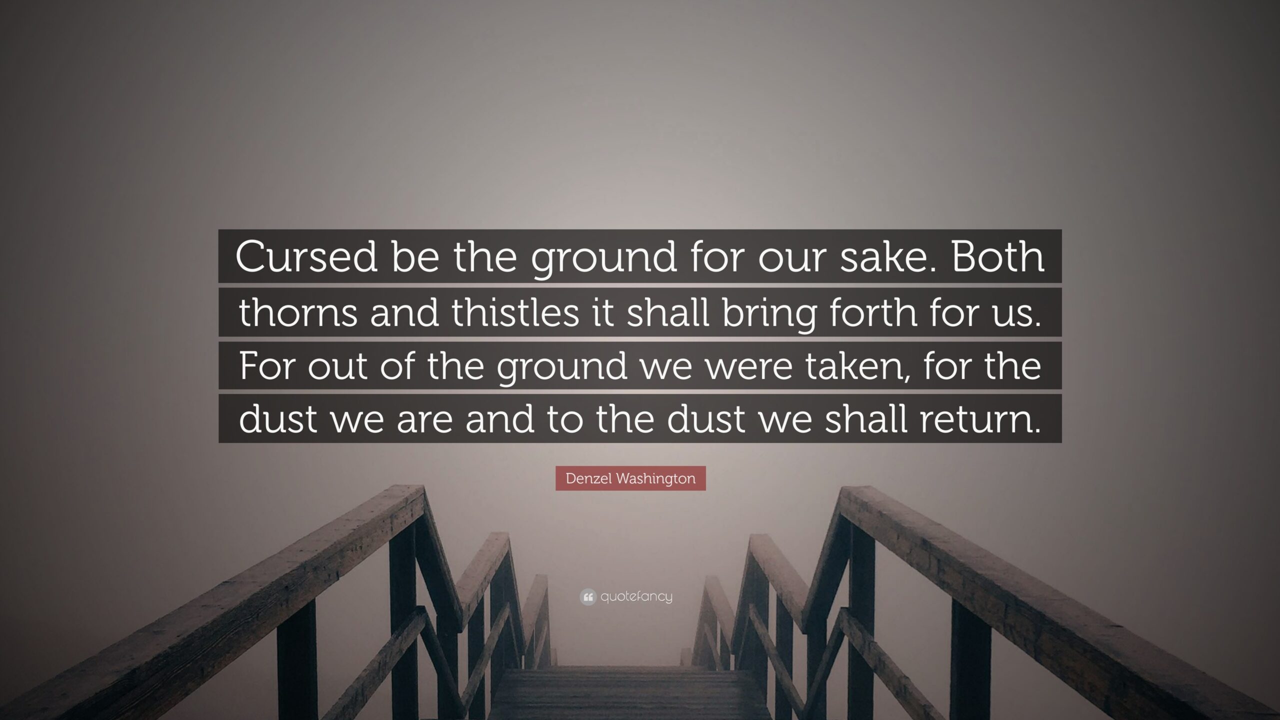 Denzel Washington Quote Cursed Be The Ground For Our Sake Both Thorns And Thistles It Shall Bring Forth For Us For Out Of The Ground We Were 
