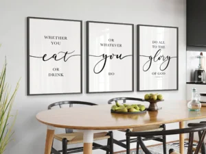 Dining Room Wall Art Bible Verse Kitchen Poster Whether You Eat Or Drink Farmhouse Wall Decor Christian Table Art Etsy