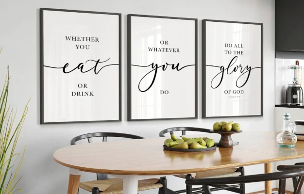 Dining Room Wall Art Bible Verse Kitchen Poster Whether You Eat Or Drink Farmhouse Wall Decor Christian Table Art Etsy
