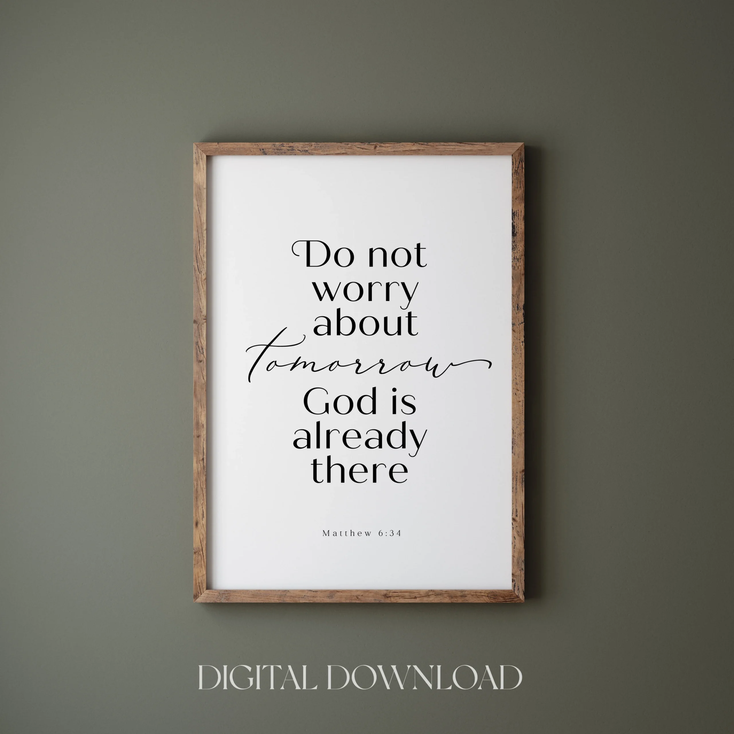 Do Not Worry About Tomorrow Bible Verse Wall Art Print Matthew 6 34 Minimalist Bible Verse Wall Art Print Modern Christian Home Wall Art Etsy Finland