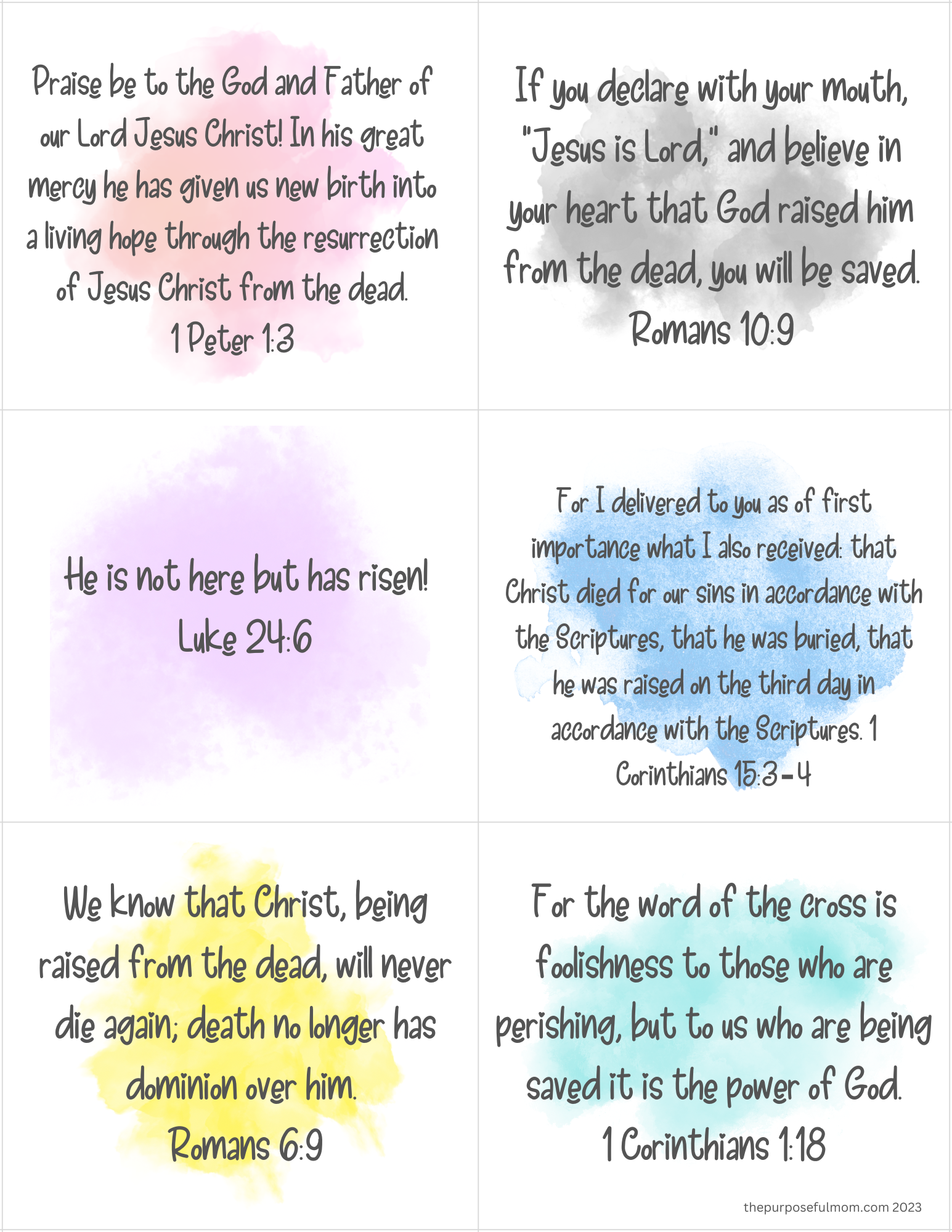 Easter Bible Verse Cards For Kids Free Printable The Purposeful Mom