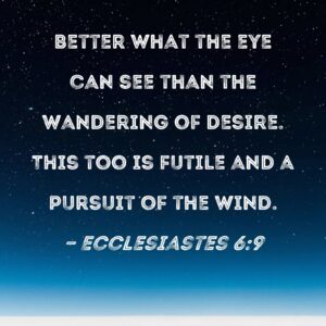 Ecclesiastes 6 9 Better What The Eye Can See Than The Wandering Of Desire This Too Is Futile And A Pursuit Of The Wind