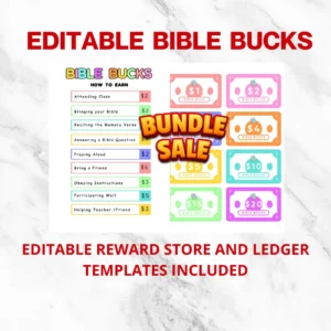 Editable Bible Bucks Printable Kids Reward Coupons Chore Bucks Sunday School Motivation Reward System Good Behavior Bucks Canva Link Etsy