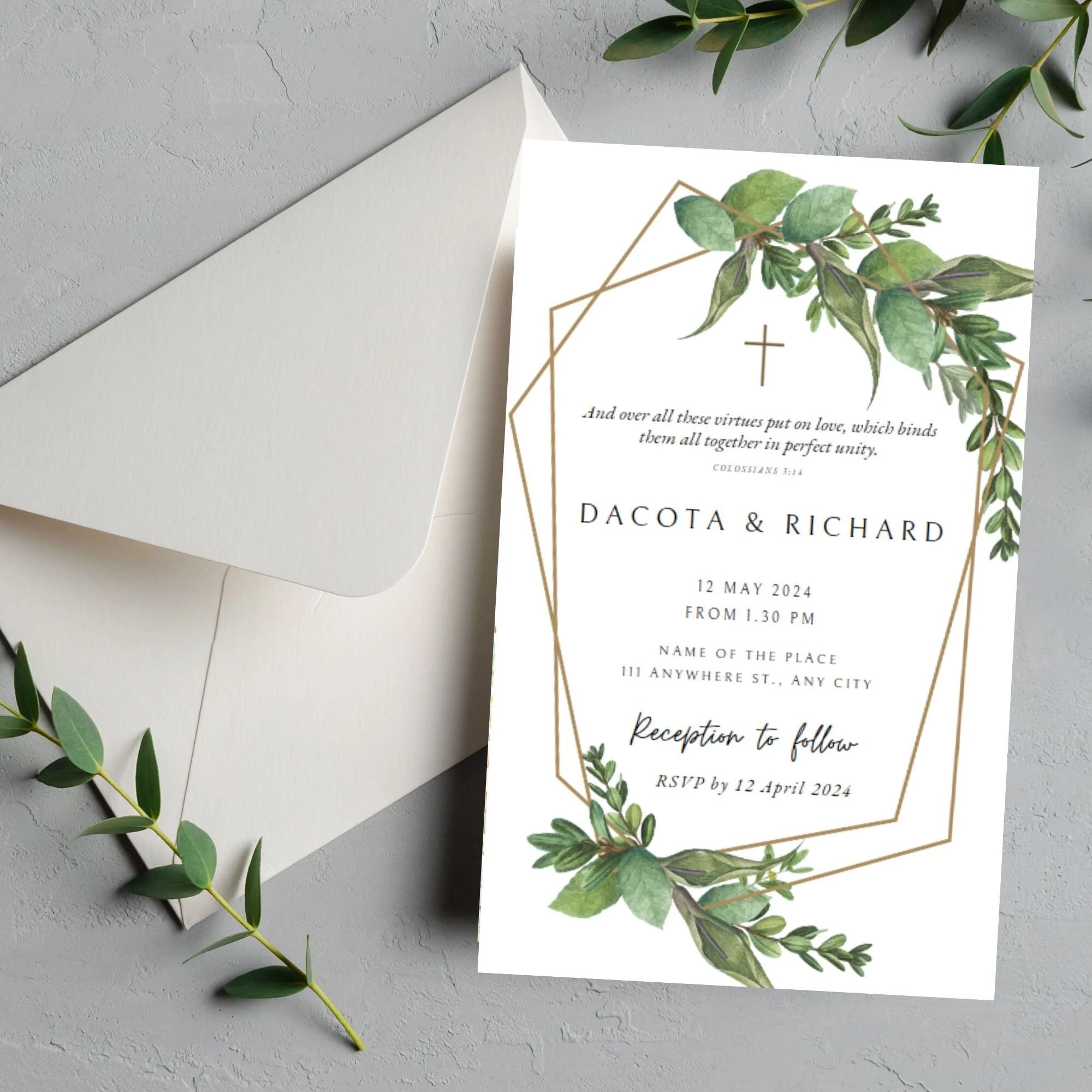 Editable Christian Wedding Invitation Template Bible Verse Greenery digital Download Etsy Israel