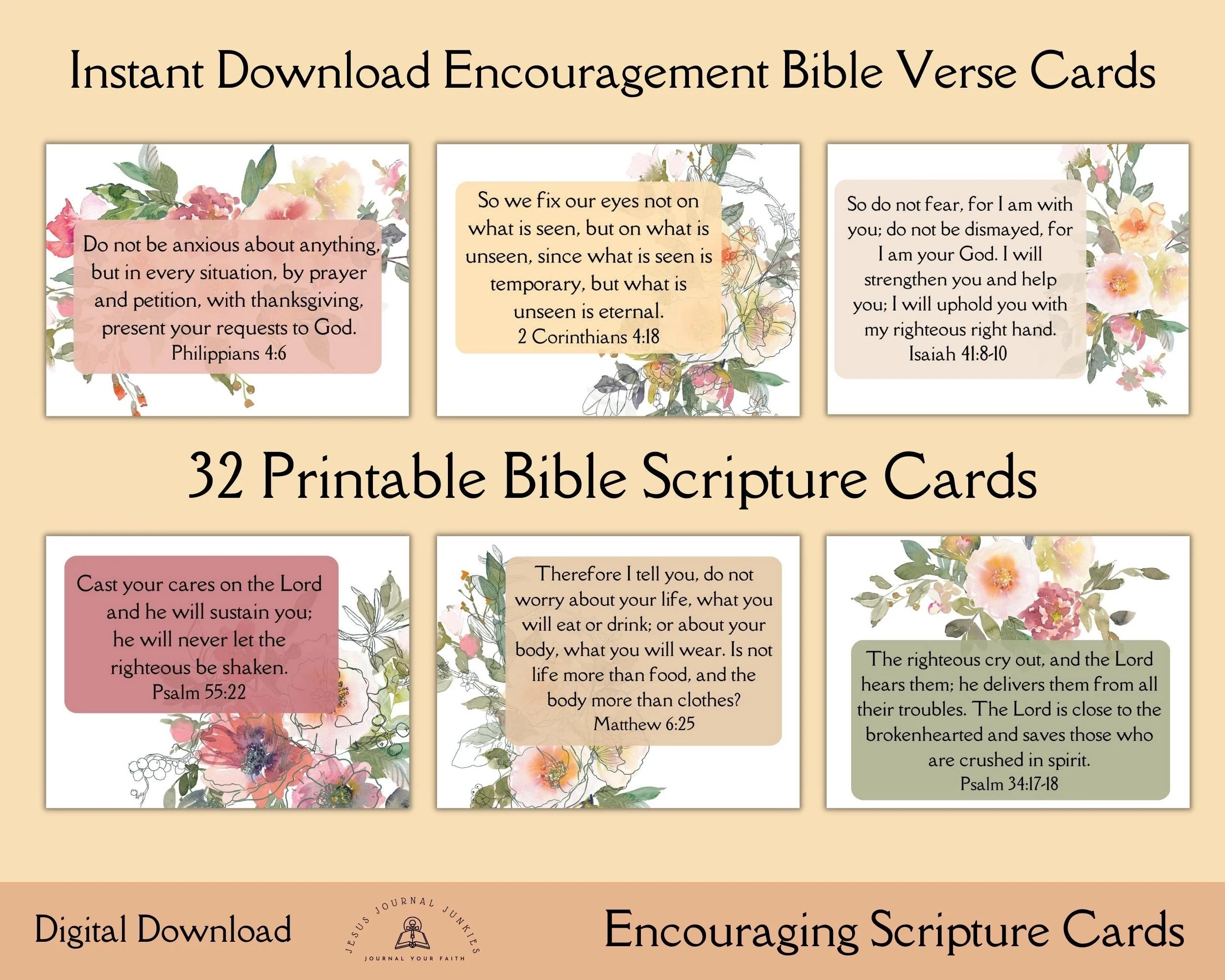 Encouragement Bible Verse Card 30 Scripture Cards Printable Prayer Cards Illustrated Faith Scripture Memory Verse Instant Download Etsy