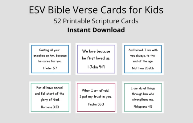 ESV Scripture Cards For Kids 52 Bible Verses digital Download Etsy