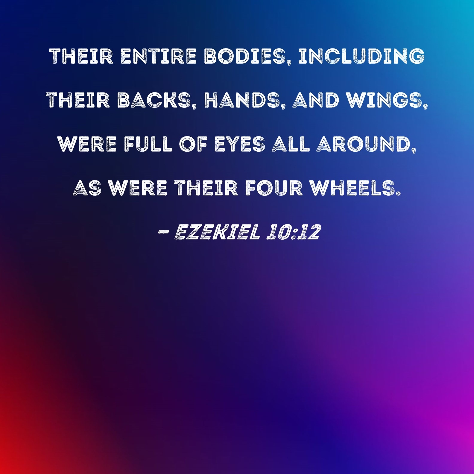 Ezekiel 10 12 Their Entire Bodies Including Their Backs Hands And Wings Were Full Of Eyes All Around As Were Their Four Wheels 
