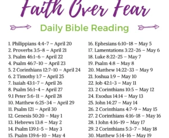 Faith Over Fear 30 Day Bible Reading Plan Printable