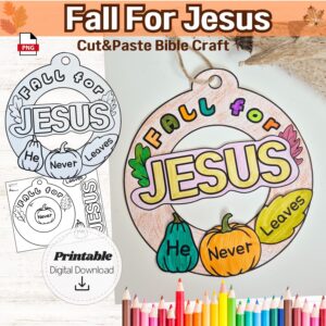 Fall For Jesus Bible Craft Printable Christian Fall Activity For Kids Sunday School Homeschool Autumn Craft Digital Download Etsy