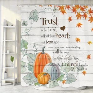 Fall Pumpkin Shower Curtain Autumn Thanksgiving Harvest Bathroom Bath Decor Inspirational Christian Bible Verses Scripture Quotes Cloth Bathroom Accessories Bath Curtain With Hooks 36X72in Walmart