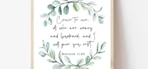 Farmhouse Bible Verse Wall Art Matthew 11 28 Minimalist Christian Wall Decor Baptism Gift From Godparents Rustic Scripture Print Sign Etsy