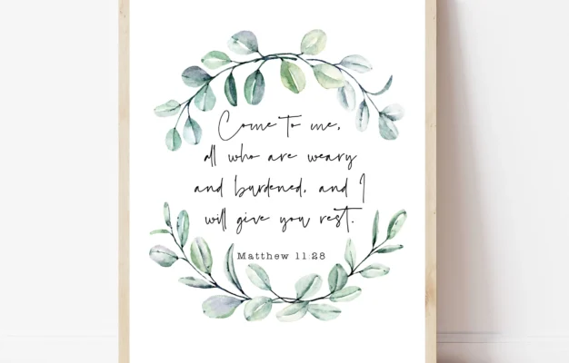 Farmhouse Bible Verse Wall Art Matthew 11 28 Minimalist Christian Wall Decor Baptism Gift From Godparents Rustic Scripture Print Sign Etsy