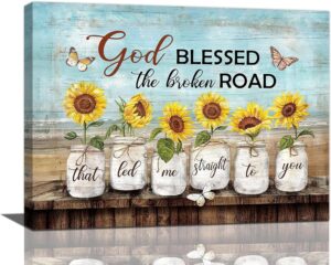 Farmhouse Sunflower Wall Art Butterfly Religion Christian Bible Verse Pictures Wall Decor Scripture Quotes Canvas Painting Print Artwork Framed For Living Room Bedroom Bathroom 16 12 Walmart
