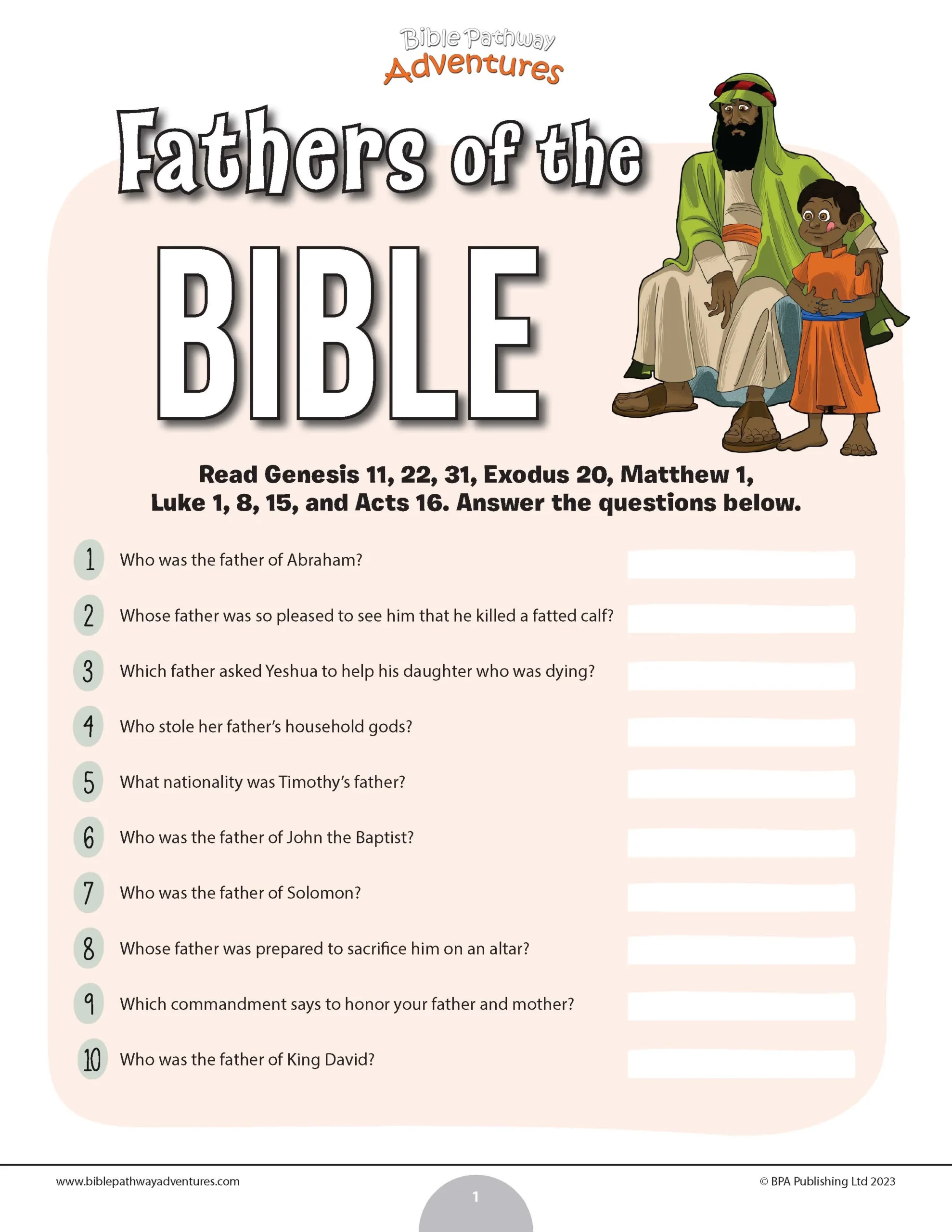 Fathers Of The Bible Bible Quiz PDF Bible Pathway Adventures