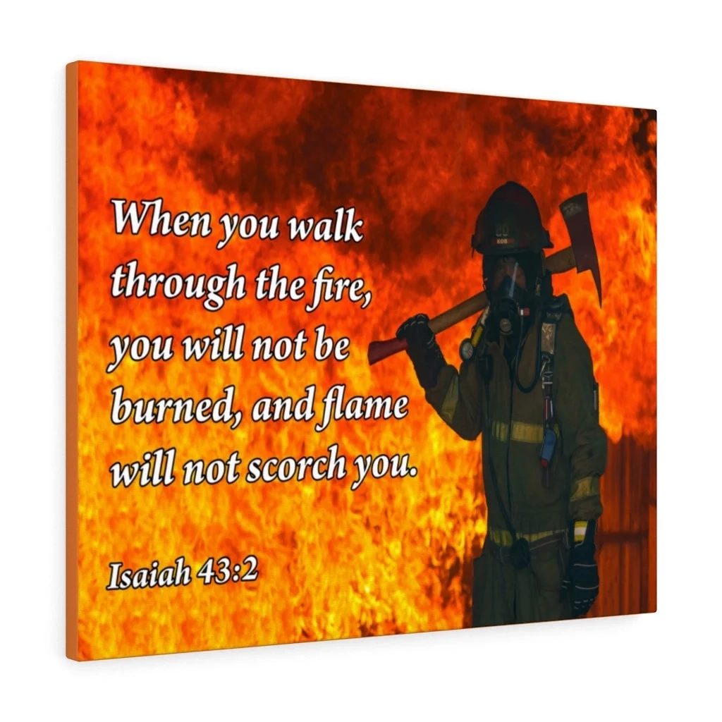 Firefighter Walk Through The Fire Thin Red Line Wood Sign Wall Or Shelf Decor Art For