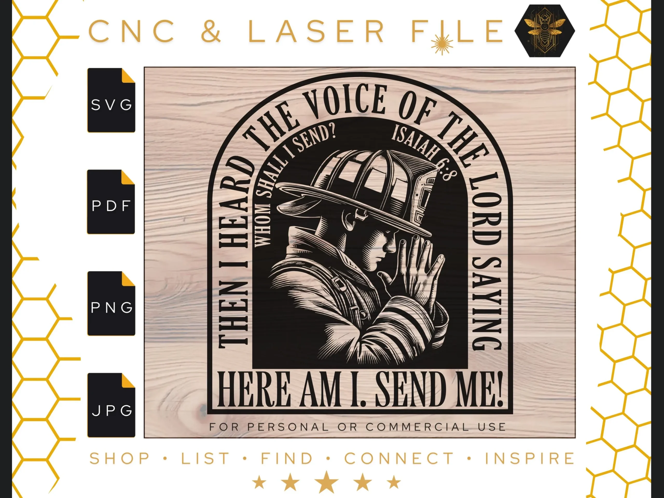 Fireman Praying SVG Here Am I Send Me Bible Verse Isaiah Firefighter File Fireman First Responder Laser File Svg Pdf PNG Etsy