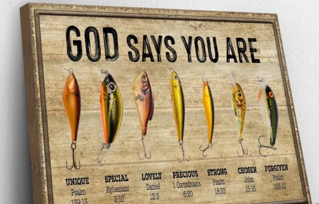 Fishing Sign God Says You Are Fishing Lure Print Christian Wall Art Bible Quotes Gift Fishing Wall Decor Christian Canvas Etsy New Zealand