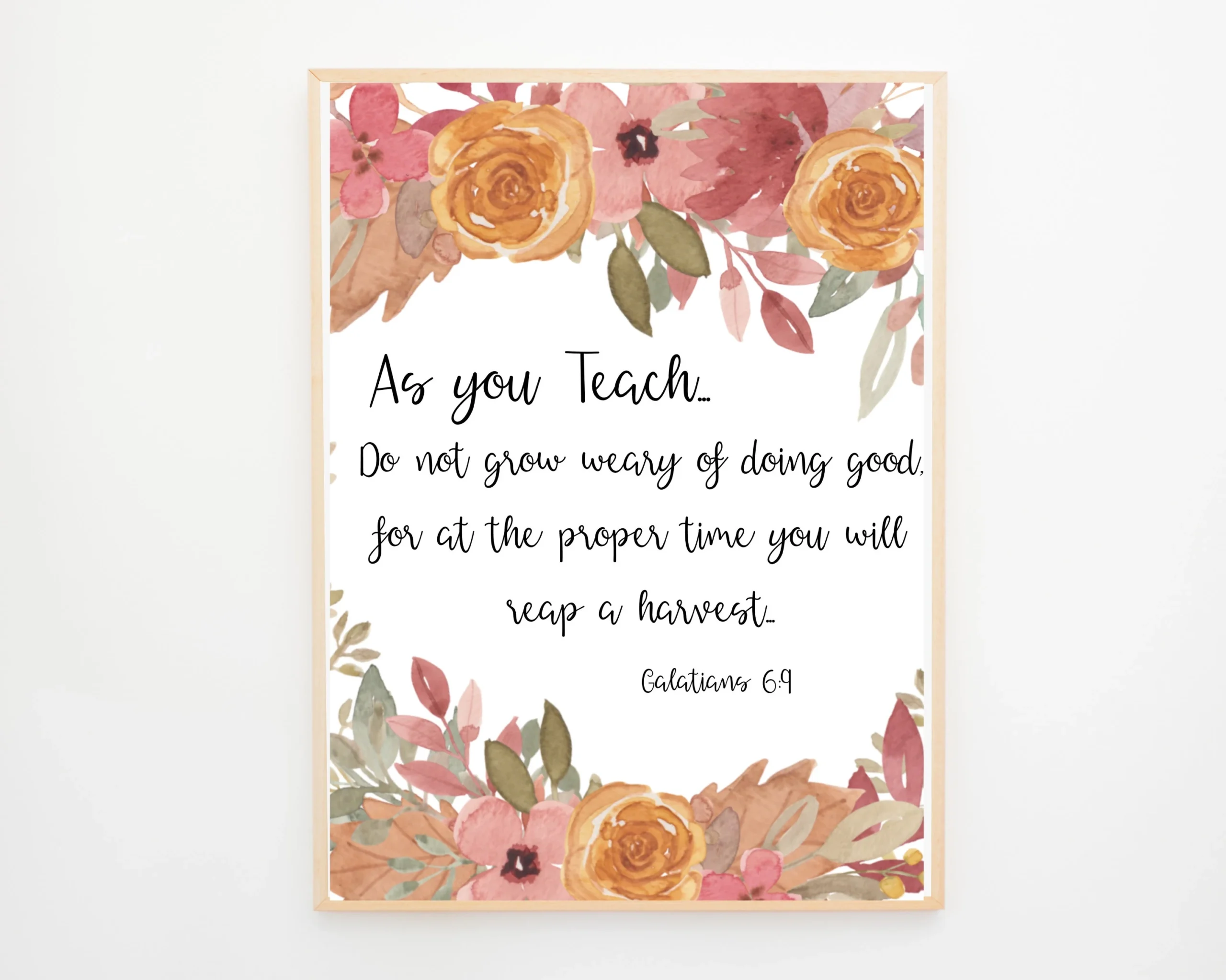 Floral Bible Verse Teacher Sign Inspirational Scripture digital Download Etsy