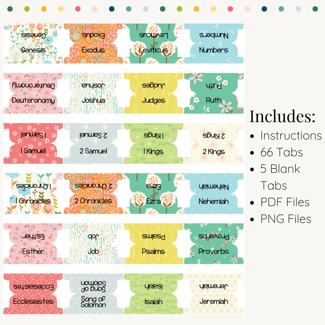 Folk Art Printable Bible Tabs Bible Study Collective
