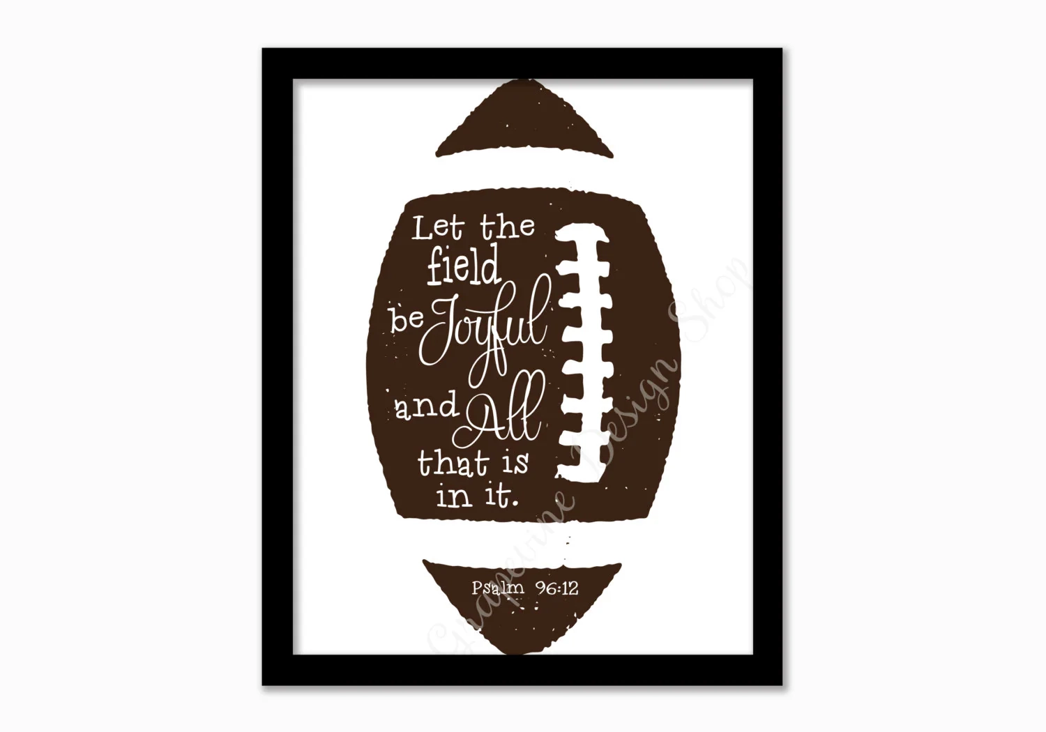 Football Prints Let The Field psalm 96 12 Instant Printable Scripture Wall Art 2 Font Colors Sports Kids Bedroom bible Verse Etsy