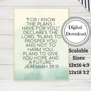 For I Know The Plans I Have For You Jeremiah 29 11 Christian Art Print Printable Bible Verses Watercolor Etsy