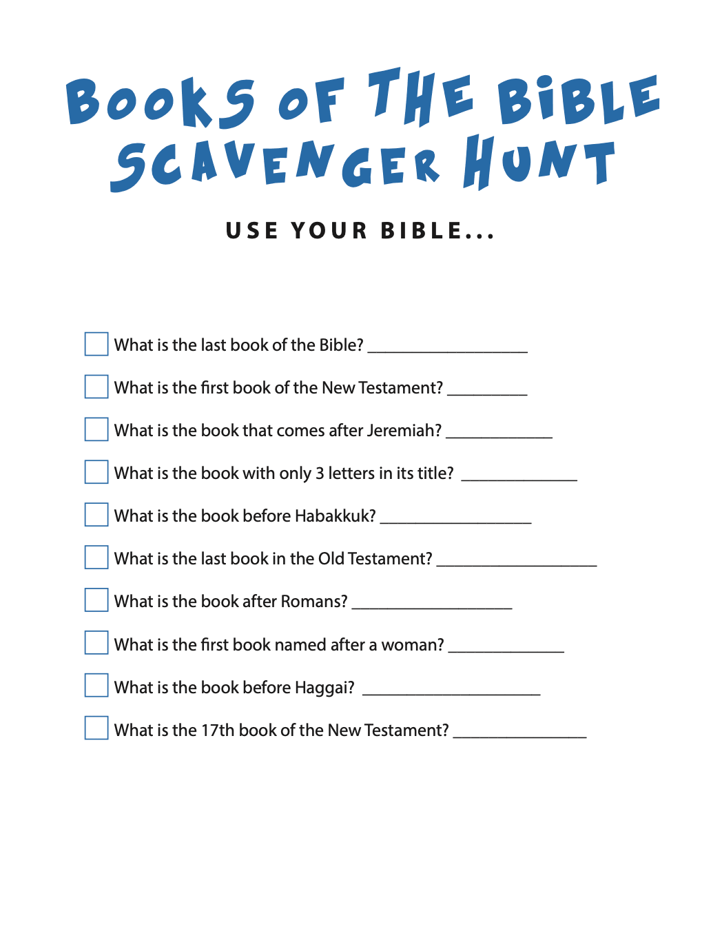 FREE Books Of The Bible Scavenger Hunt Children s Ministry Deals