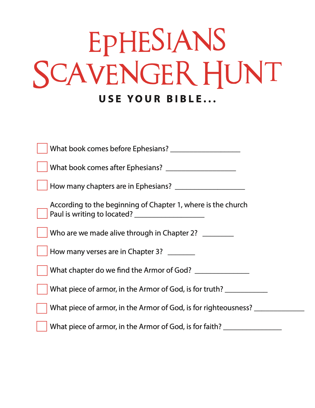 FREE Ephesians Bible Scavenger Hunt Children s Ministry Deals