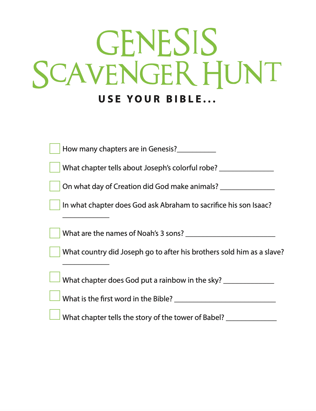 FREE Genesis Bible Scavenger Hunt Children s Ministry Deals