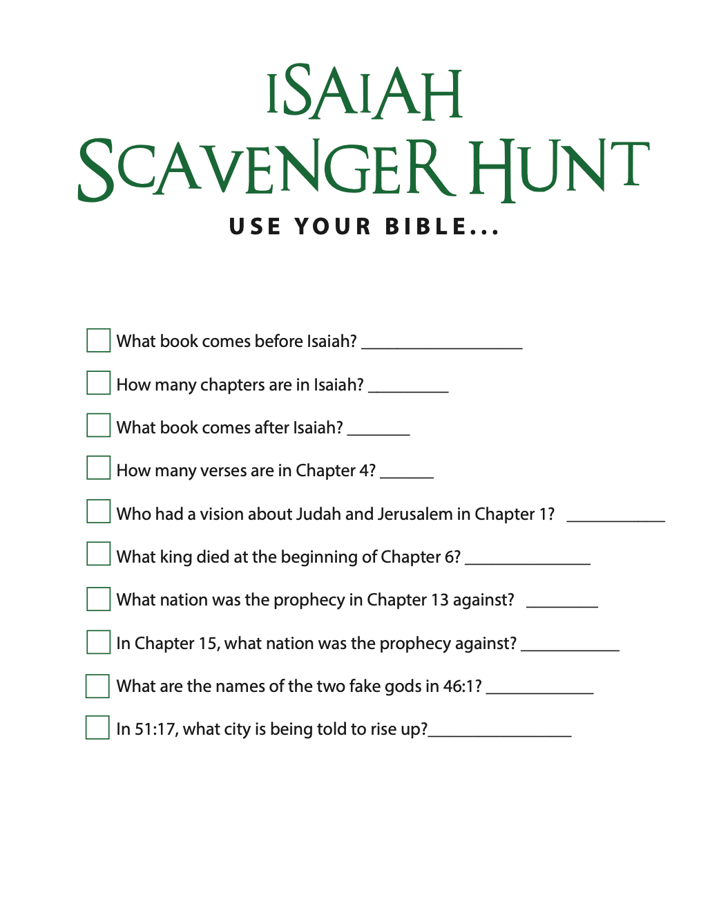 FREE Isaiah Bible Scavenger Hunt Children s Ministry Deals