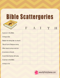 Free Printable Bible Scattergories Game