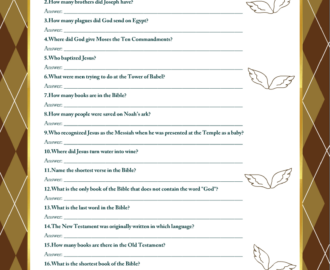 Free Printable Bible Trivia Quiz With Answer Key