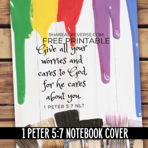 Free Printable Bible Verse Notebook Cover God Cares For You Share A Life Verse
